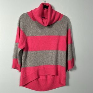 Pure Amici Cashmere pink & gray striped Cowl neck Sweater Womens XS